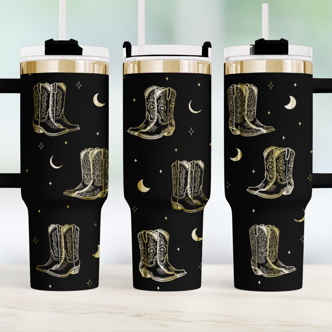 Coquette Cowgirl Boots Night Wrap SVG, Western Moon Tumbler Design, 40 ...