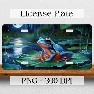 Tree Frog License Plate PNG, Digital Download, POD Design, 12 By 6 Inch Car License Plate Design