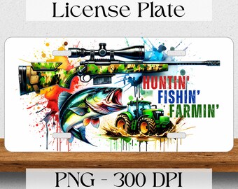 Jagd, Fischen, Landwirtschaft, Nummernschild-Design PNG (Digitaler Download)