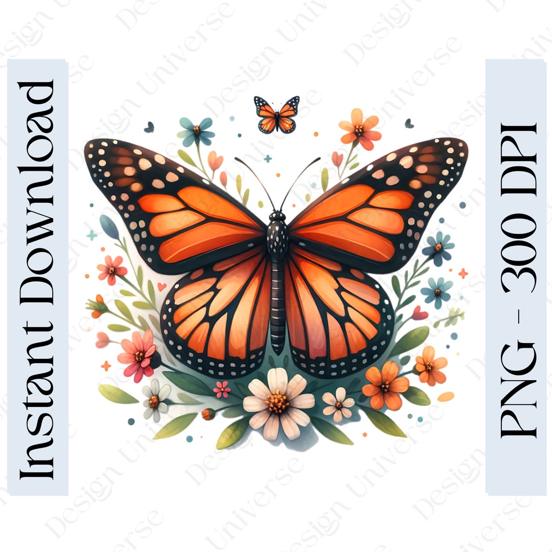 Monarch Butterfly PNG, Nursery Art PNG, Digital Download, POD Design - Etsy