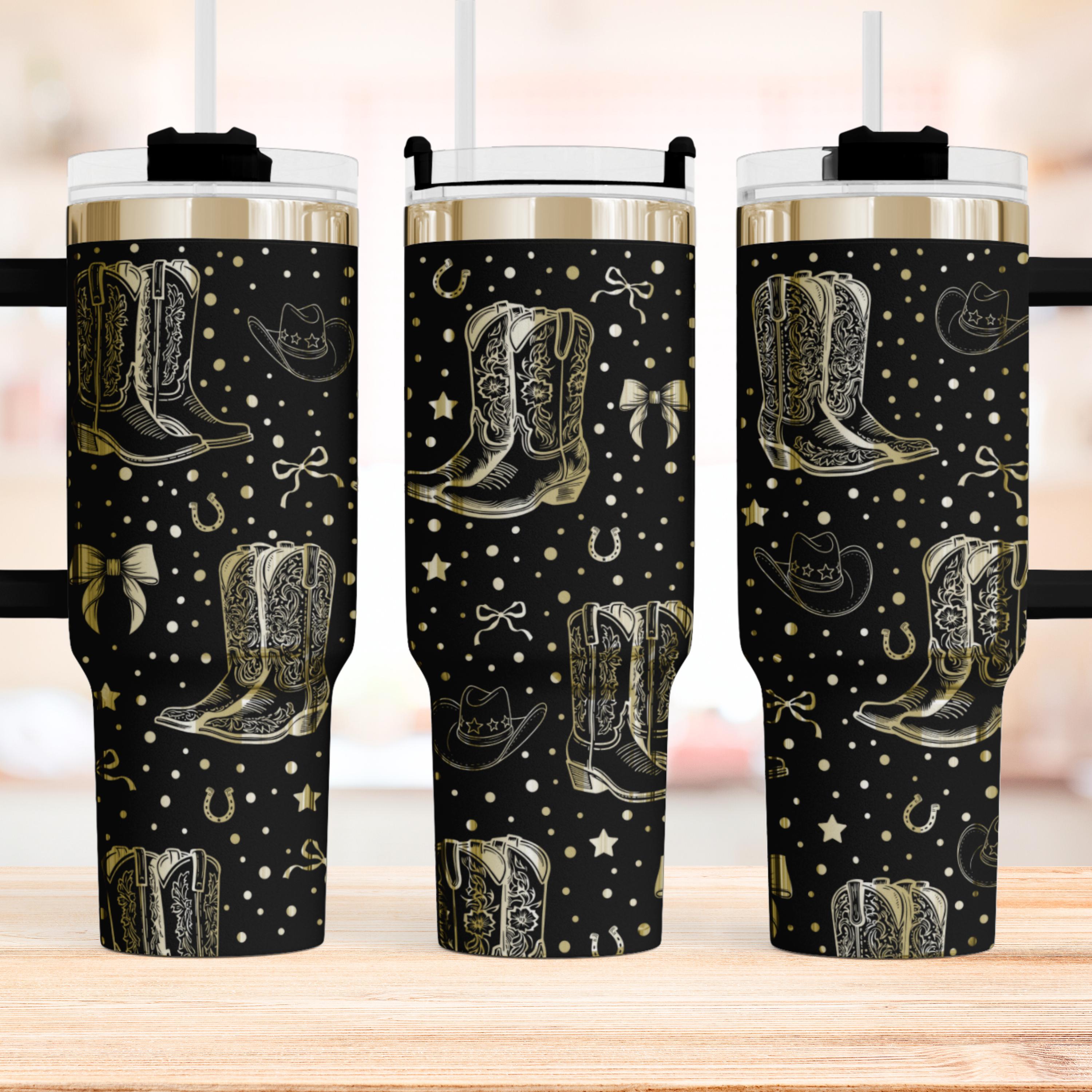 Coquette Cowgirl Boots and Bows Laser SVG, Seamless Laser SVG, 40 Oz ...