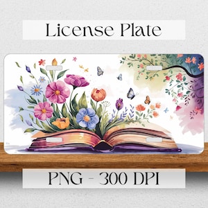 Op de afbeelding: Een aquarel-illustratie van een open boek met bloemen die eruit groeien. Het boek is paars en de bloemen zijn roze, blauw en geel. De achtergrond is wit met een aquarel-was in lichtblauw en roze.