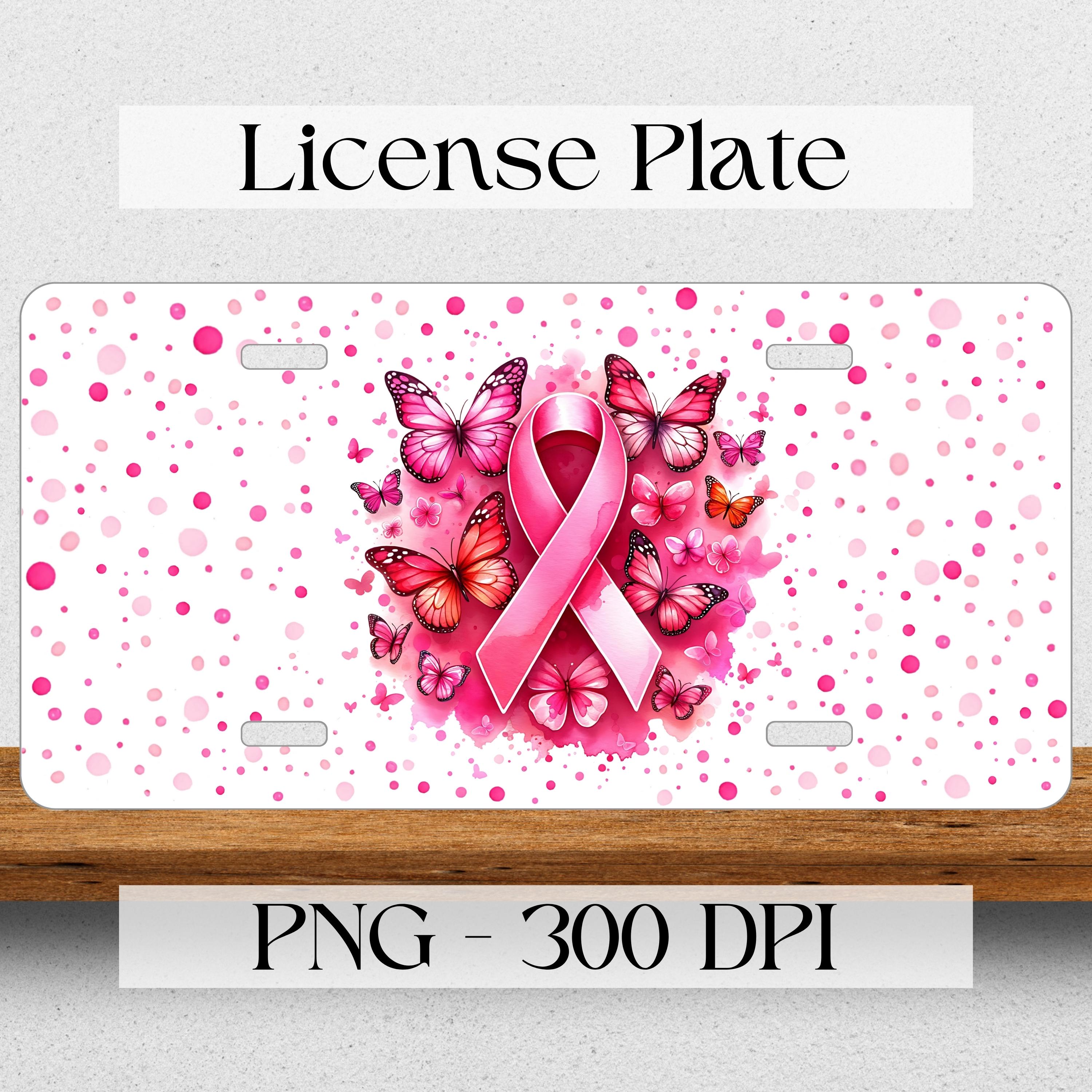 Breast Cancer Warrior Survivor Chrome Metal License Plate Frame – Universal 4-Hole