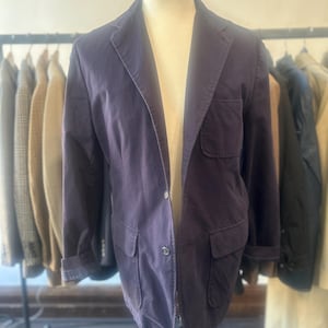 Lands' End Navy Cotton Sport Coat | 3-Button Blazer | Surgeon Cuffs | Ivy, Americana & Workwear Style