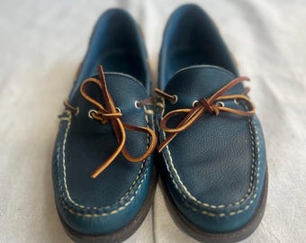Zapatos náuticos de cuero azul Allen Edmonds, talla 9D