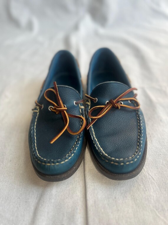 Allen Edmonds Blue Leather Boat Shoes, Size 9D - Etsy