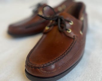 Zapatos náuticos Sebago Schooner, piel marrón encerada, talla 12