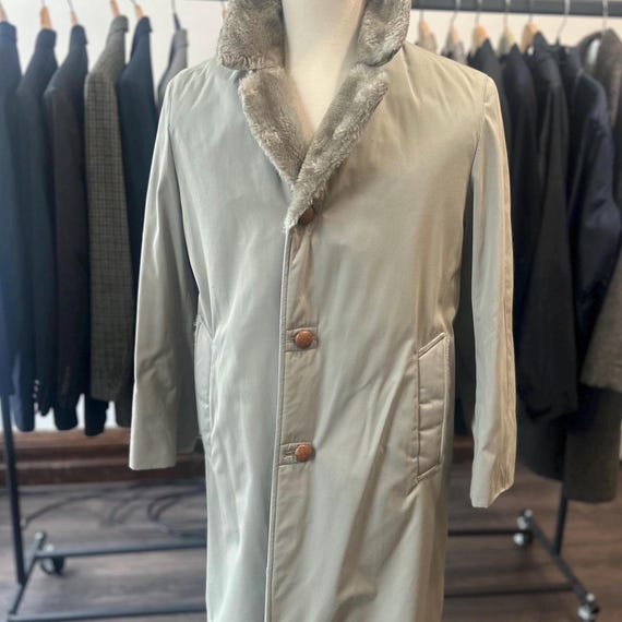 Vintage Mighty Mac Cream Coat, Faux Fur Lined, Windproof