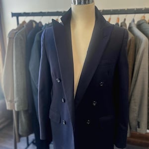 Chaqueta deportiva cruzada para hombre, de lana, azul marino, 6x1, de Bill Blass.