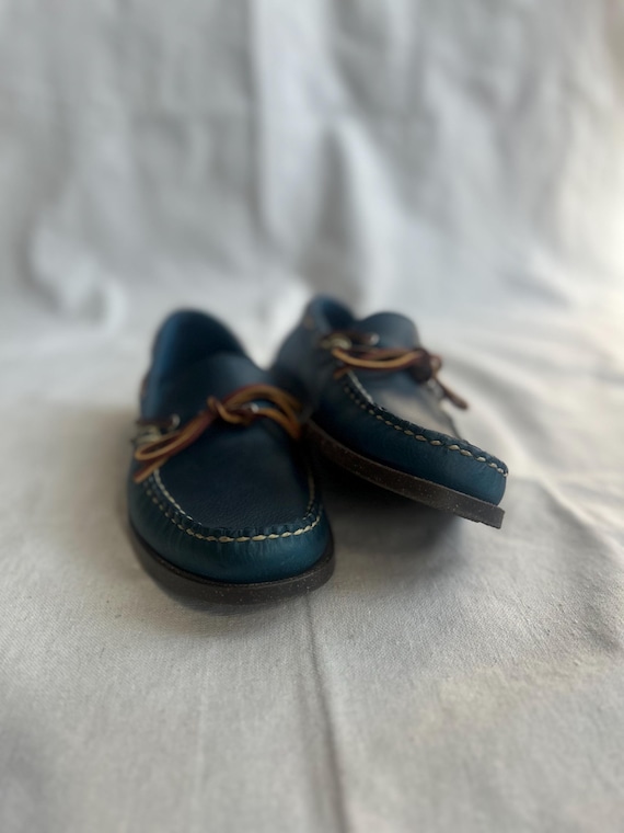 Allen Edmonds Navy Leather Moccasin Boat Shoes with White Laces Allen Edmonds Blue Leather Boat Shoes, Size 9D - Etsy main image 4
