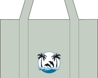 Tropische Insel Palmen Einkaufstasche | Strand Welle Canvas Tote