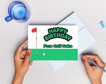 Golf Birthday Card Print (Fore Golf Sake)