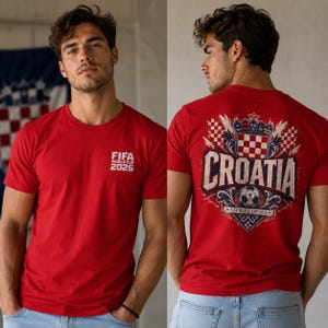 Croatia Fan Crest Soccer 2026 T-Shirt | FIFA World Cup 2026 Football Tee image 1