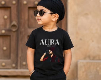 AURA 2026 Diljit Dosanjh cantante foto camiseta para niños pequeños / camisa de retrato de música de banda
