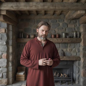 Rustic Red Medieval Tunic for Men | Historical Renaissance Renaissance Shirt | Viking-Inspired Norse Costume | Cozy Tunic Gift for Boyfriend