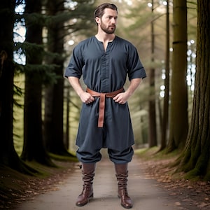 Renaissance Men&#39;s Viking Tunic | Retro Larp Vintage Festival Cosplay | Old Style Medieval Top | Reenactment Pirate Costume | Gift for Him