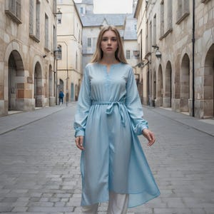 Stupenda tunica medievale azzurra / Tunica urban chic a maniche lunghe / Tunica cosplay in stile street boho / Tunica casual alla moda da donna