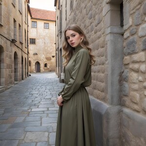 slim fit dress slacks Urban Oasis Army Green Dress  Chic Everyday Wear