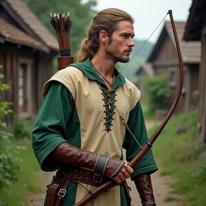 Men&#39;s Lace Up Archer Costume | Renaissance Festival Outfit | LARP Fantasy Tunic | Viking Warrior Clothing | Medieval Forest Ranger Attire