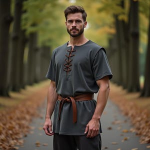 Medieval Norse Warrior Shirt | Lace-Up Renaissance Top | Historical LARP Costume | Nordic Festival Tunic | Rustic Viking Cosplay Attire