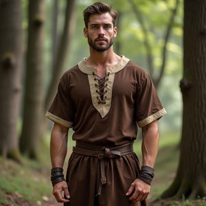 Viking Medieval Tunic for Men | Renaissance Festival Warrior Shirt | Pirate LARP Costume | Historical Norse-Inspired Festival Clothing
