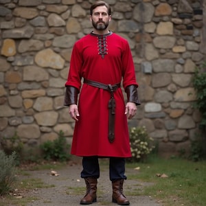 Viking Warrior Costume | Renaissance Festival Outfit | Knight LARP Robe | Historical Fantasy Clothing | Celtic Reenactment Nobleman Tunic