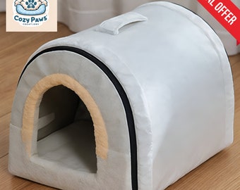 Fluffy Soft Cozy Dog Cave Bed | Foldable Indoor Pet House | Warm and Adorable Nest for Pet Buddy | Ultimate Comfortable Gift for Pet