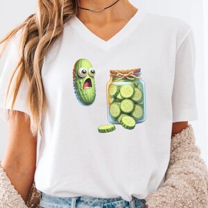Pickle Canning Tee Lustiges T-Shirt mit V-Ausschnitt für Foodie Gifted Shirt Pickleball-Liebhaber Geschenk für Gemüsegärtner Geburtstag Lustiges Beizen Geschenk