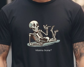Camiseta de esqueleto sarcástico, divertida, de Halloween 2025, retro, con huesos coloridos, inapropiada, sexy.