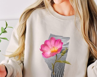 Alberta Wild Rose Sweatshirt Kanada Shirt Floral Provinz Pullover Geschenk für Großmutter Canada Day Alberta Blume Crewneck Banff Hers