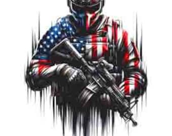 American Patriot Soldier military Army - Digital Art | PNG, JPEG & SVG | Instant Download for Apparel, Décor and Wall Art