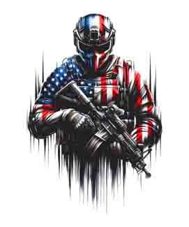 American Patriot Soldier Military Army - Art numérique | PNG, JPEG et SVG | Téléchargement instantané pour des vêtements, des objets de décoration et des oeuvres d'art murales