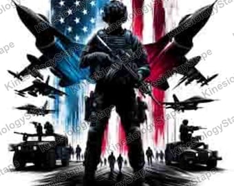 Soldier with Fighter Jets and American Flag PNG SVG, Air Force Military Art, Veterans Day Download