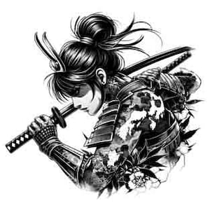 Japanse samoerai - Aiko - Digitale kunstcollectie | PNG, JPEG en SVG | Instant Tribal Tattoo downloaden Japanse svg Japan svg krijger svg Map