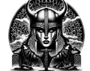 バイキングの盾乙女デジタルアート – ヴァルキリー戦士 PNG、JPEG、SVG (即時ダウンロード)