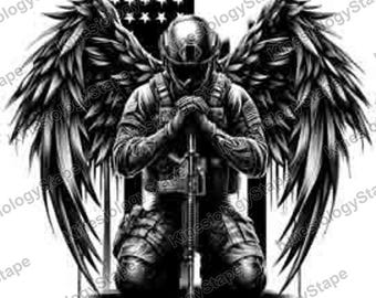 American Patriot - Repentance Soldier military svg army svg Digital Art PNG JPEG & SVG Instant Download angel svg patriotic svg america svg