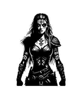 Viking Warrior Shield Maiden Valkyrie  - Digital Art Collection | PNG, JPEG & SVG | Instant Tattoo Download Clipart illustration Graphic
