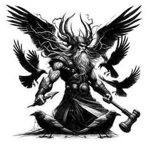 Viking Warrior - Storm bringer Digital Art PNG JPEG & SVG Tribal Tattoo Download norse svg Thor png viking svg Valhalla svg Odin svg