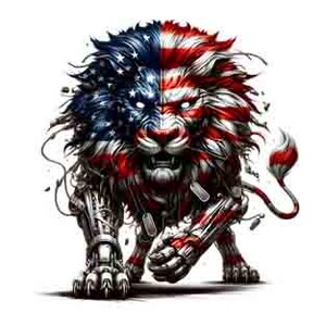 American Patriot - Biomechanical Lion Instant Digital Download military png Army svg PNG,JPEG SVG usa svg  military svg Soldier svg