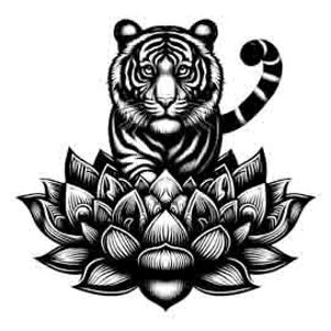 Tiger Digital Art PNG SVG and JPEG Black and White | Instant Download for Apparel and Wall Art Flower Clipart for commercial use