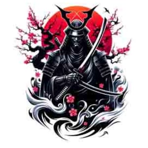 Samurai Shinigami Warrior - Lone Wraith Japan png Digital Art PNG JPEG & SVG Instant Tattoo Download Japanese svg kanji Shinigami