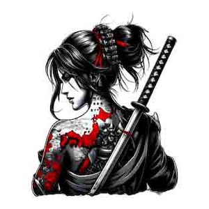 Japanse samoerai - digitale kunstcollectie | PNG, JPEG en SVG | Instant Tribal Tattoo downloaden Japanse svg Japan svg krijger svg Map