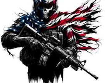 American Patriot Soldier military png army svg - Digital Art | PNG, JPEG & SVG Instant skull svg patriotic png  skull png