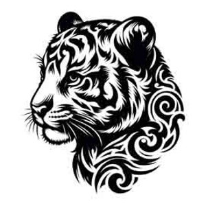 Cute Tiger Cub Tattoo Digital Art PNG SVG and JPEG Black | Instant Download for Apparel and Wall Art Flower Clipart for commercial use