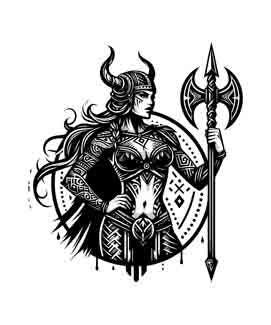 Viking Warrior Effie Digital Art Collection PNG, JPEG & SVG Tribal Tattoo Download Norse warriors svg Shieldmaiden svg Valkyrie svg