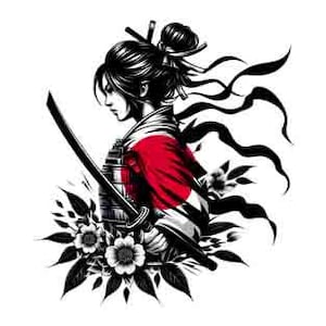 Japanse samoerai - digitale kunstcollectie | PNG, JPEG en SVG | Instant Tribal Tattoo downloaden Japanse svg Japan svg krijger svg Map