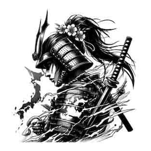Japanse samoerai - digitale kunstcollectie | PNG, JPEG en SVG | Instant Tribal Tattoo downloaden Japanse svg Japan svg krijger svg Map