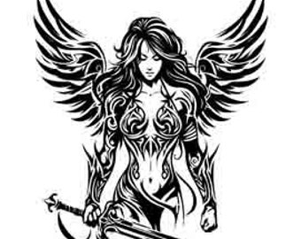 Viking Warrior Shield Maiden Valkyrie  - Digital Art Collection | PNG, JPEG & SVG | Instant Tattoo Download Clipart illustration Graphic