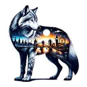 Wolf London - Digital Art Collection | PNG, SVG and JPEG |Instant Download for Apparel, Décor and Wall Art