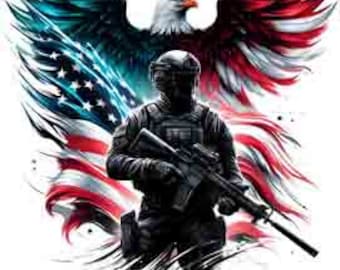 American Soldier Patriot Eagle military usa Army - Digital Art | PNG, JPEG & SVG | Instant Download for Apparel, Décor and Wall Art